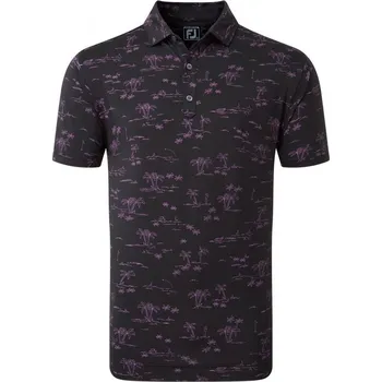 Pánské tričko FootJoy Tropic Golf Print, Black, Orchid XXL