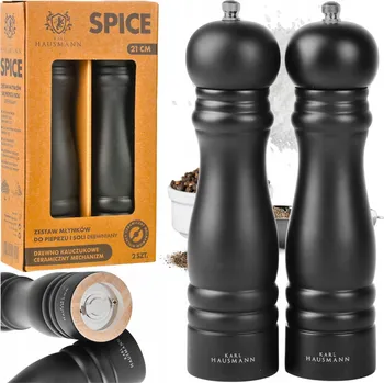 Kuchyňský mlýnek Ruční mlýnek Karl Hausmann dřevo černá šedá sada 2 ks