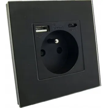 Elektrická zásuvka Elektrická zásuvka USB nástěnná B-line černá