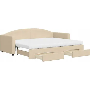 Pohovka Krémová pohovka 2 v 1 se zásuvkami, rozměry po složení: 223 x 90 x 75 cm