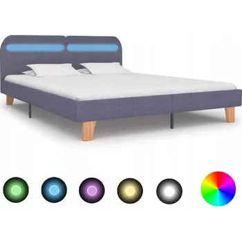 Postel Rám postele s LED lištou, světle šedá, 208 x 165 x 80 cm, 160 x 200 cm