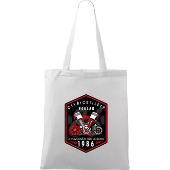 Čtyřicetiletý poklad z původních dílů 1986 - Taška bavlněná - 42 x 38 cm ( Bílá )