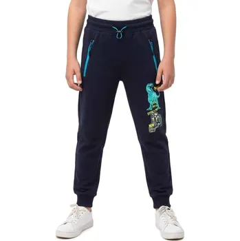 Dětská móda CHLAPECKÉ TEPLÁKY S DINOSAUREM A BAGREM NOVINKA Barva: Tmavě modrá, Velikost: 110