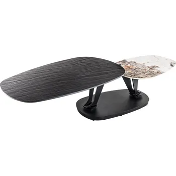 Konferenční stolek INVICTA INTERIOR Konferenční stolek MOVEMENT 95-160cm keramická černá a vzhled přírodního kamene