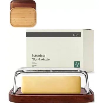 Dóza na máslo KIVY, sklo/bambus/akácie Akácie