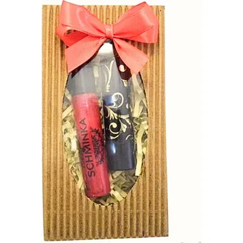 Kosmetická sada SCHMINKA Dárkový balíček Červený polibek – rtěnka + lesk na rty