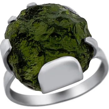 Prsten Vltavín Moldavite Stříbrný prsten s vltavínem P35 0021