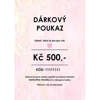 Šála Tina moda Dárkový poukaz SECESE růžová Hodnota poukazu: 500