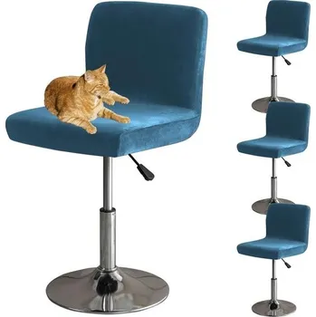 Jídelní židle Potahy na barové stoličky s opěradlem, strečová sametová látka, odnímatelné, nízké opěradlo, otočný