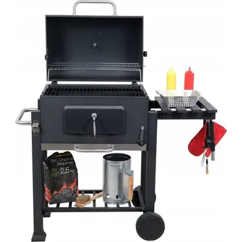 Gril na dřevěné uhlí Lund přenosný obdélníkový s ocelovým roštem 57x37 cm