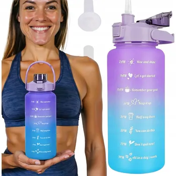 Láhev MOTIVAČNÍ LAHEV LAHEV NA PITÍ NA VODU SE SLÁMKOU, S UCHEM A MĚRKOU 2000ML 2 LITRY