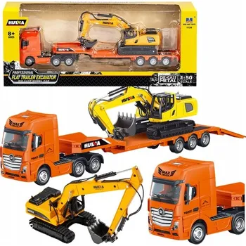 autíčko NÁKLADNÍ AUTO S NÁVĚSEM A BAGREM HUINA 1:50