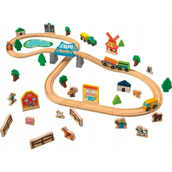 Dřevěná hračka Dřevěná vláčkodráha Tory Dřevěná Farma Playtive 2,7 m