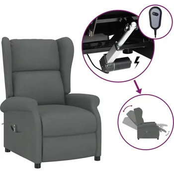 Křeslo Elektrické polohovací křeslo z látky, tmavě šedé, 73x95x103 cm