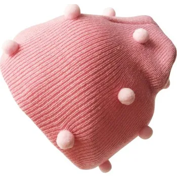 Čepice Dětská zimní čepice s bambulkami růžová 3