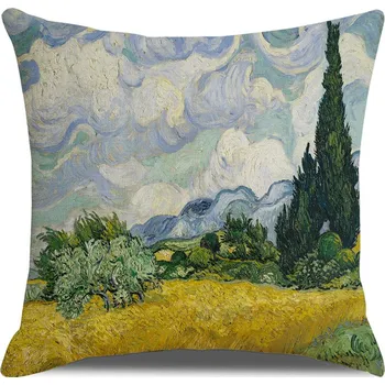 Bavlissimo Modrožlutý povlak na polštář s olejomalbou od Vincenta van Gogha