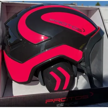 Pracovní přilba Přilba PROTOS® Integral Forest, štít F39, černá/neonově růžová