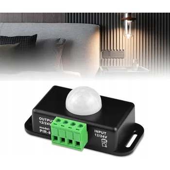 Pohybové čidlo DC 12V / 24V 25A Infračervený PIR snímač pohybu s nastavením času, černý