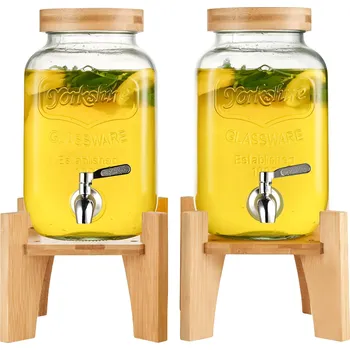 Dávkovač nápoje Vevor Skleněný zásobník na nápoje 1 galon s podstavcem a nerezovým kohoutkem