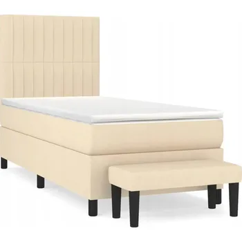 Postel Kontinentální postel krémová 203 x 80 x 118/128 cm s matrací 80 x 200 x 20