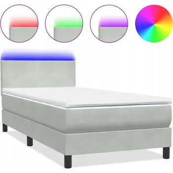 Postel Kontinentální postel 213 x 90 x 78/88 cm, světle šedá, s LED osvětlením