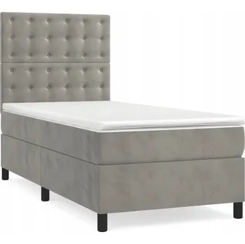 Postel Kontinentální postel s nastavitelným čelem, světle šedá, 203 x 100 x 118/1