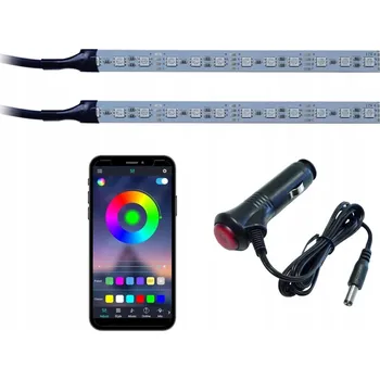 Osvětlení interiéru vozidel RGB LED osvětlení interiéru auta 2x20cm s Bluetooth