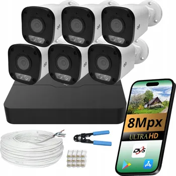 Bezpečnostní kamera SADA PRO DOMÁCÍ MONITORING 6 IP KAMER 8MPX 4K DVS POE UHD DUAL LIGHT LED