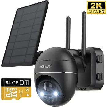 Bezpečnostní kamera OTOČNÁ VENKOVNÍ SOLÁRNÍ KAMERA IP WIFI 4X ZOOM 3MPx 2K NA BATERIE 64GB