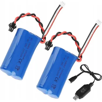 Li-ion baterie 7.4V 1500mAh s USB nabíječkou, 150 min, konektory SM/JST pro RC auta