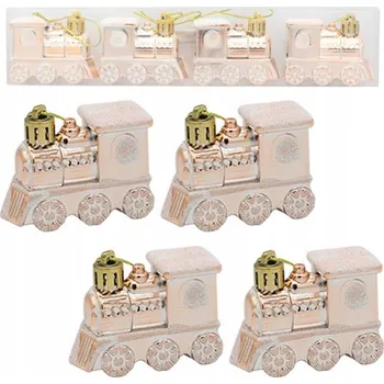 Vánoční dekorace Vánoční baňky na stromeček lokomotiva sada zlatá 4 ks Vánoce