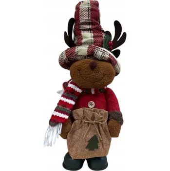 Vánoční dekorace Plyšový vánoční sob s pytlem - vánoční zimní dekorace