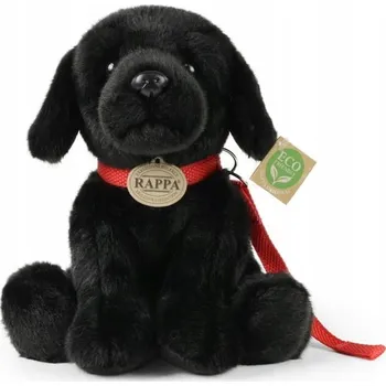 plyšák Plyšová Hračka Pejsek Labrador Černý Sedící na vodítku - 28 cm