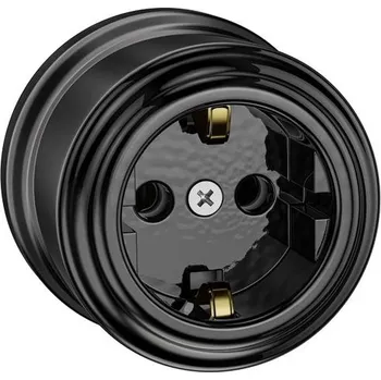 Ledscom.de Zásuvka na omítku, porcelán PORS, lesklá černá, kulatá, Ø 65 mm, 1 kus (1 balení) Černá