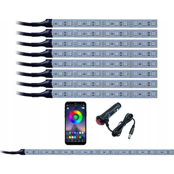 Osvětlení interiéru vozidel RGB LED osvětlení do auta 8x12 LED + osvětlení zavazadlového prostoru s Bluetooth