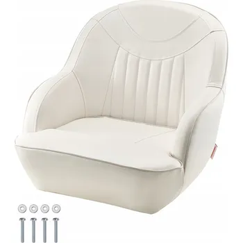 Fotel Do Łodzi Biały Składany Z Niskim Oparciem Ze Skóry PVC Wodoodporny