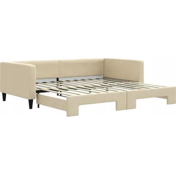 Pohovka Krémová rozkládací lenoška-pohovka 223 x 110 x 68 cm