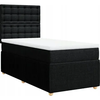 Postel Kontinentální postel černá 190 x 90 x 140,5/150,5 cm s matrací a topperem