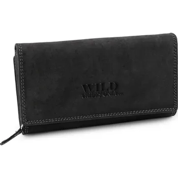 Peněženka Dámská kožená peněženka 9,5x17 cm, střední, 8 černá mat