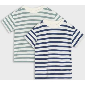 Dětská móda Sinsay - Pruhované trička 2 balení - bílá - 697GJ-00X - 697GJ-00X-104