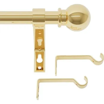 Záclonová tyč zlatá 68 až 127 cm, nástěnná mosazná sada záclonové tyče, kovová záclonová tyč o
