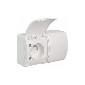 Elektrická zásuvka Elektro-Plast Double Socket 2 x 2p+s ip44 bílou s bílou chlopní (61,380)