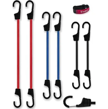 MAGMA Sada 6 elastických bungee šňůr | Elastické napínače lan pro auto, motocykl, kolo, kempování,
