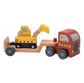 autíčko Dřevěné auto s návěsem a bagrem JOUECO