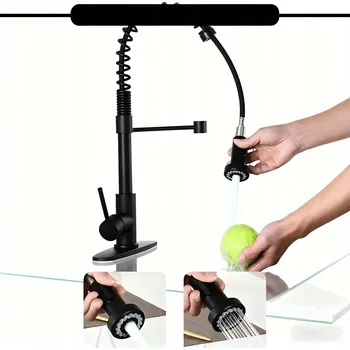 Vodovodní baterie KUCHYŇSKÁ BATERIE FLEXIBILNÍ OHYBNÁ VÝPUST DŘEZOVÁ KOHOUTEK ČERNÝ