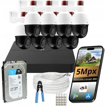 Bezpečnostní kamera Sada pro monitorování 8 otočných IP PoE kamer 5Mpx SMART AI s 1TB diskem DVS