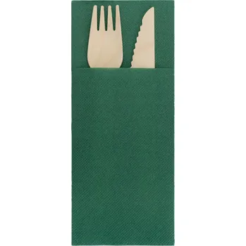 Prostěradlo Restauracni kapsičky 32x38 cm tmavě zelené 50 kusů Lopima