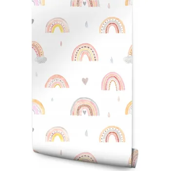 Fototapeta Tapeta pro děti duha mráčky srdíčka akvarel