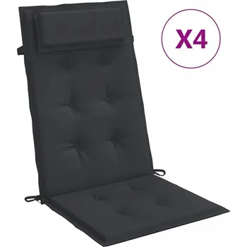 Polštáře na zahradní židle s vysokým opěradlem, černé, 120x50x3 cm, tkané