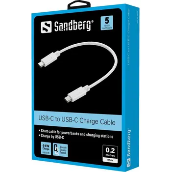 Datový kabel Sandberg USB-C Charge Cable 0.2m USB kabel 0,2 m USB-C Bílý